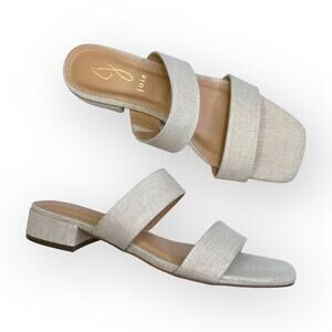 JOIE Women's Nolita Wide Strap Slip On Sandal Size 9 Beige Linen Memory Foam